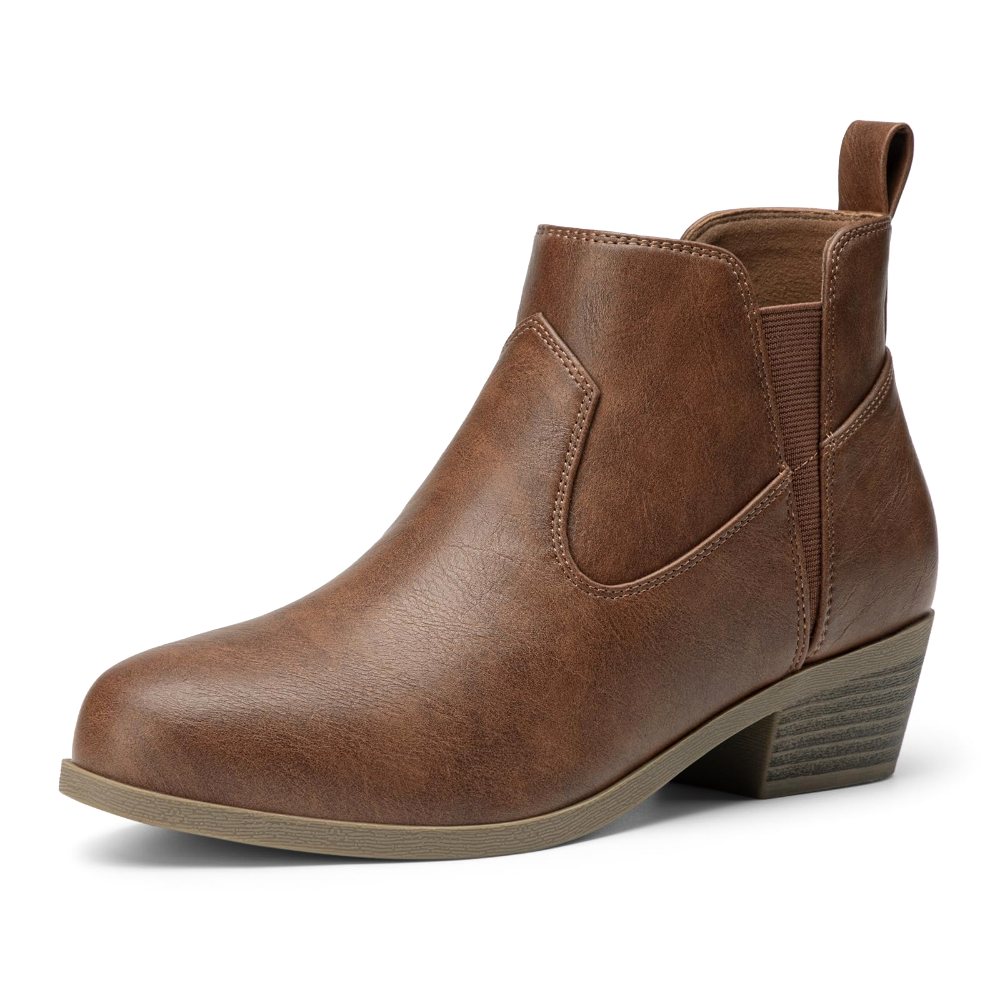 Athlefit Western Stitch Pointed Toe Bootie in Brown