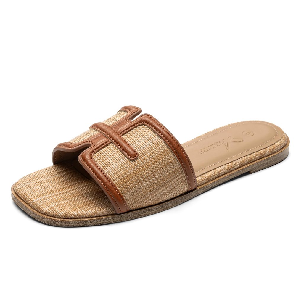 Athlefit Woven H-Band Slide in Brown Raffia