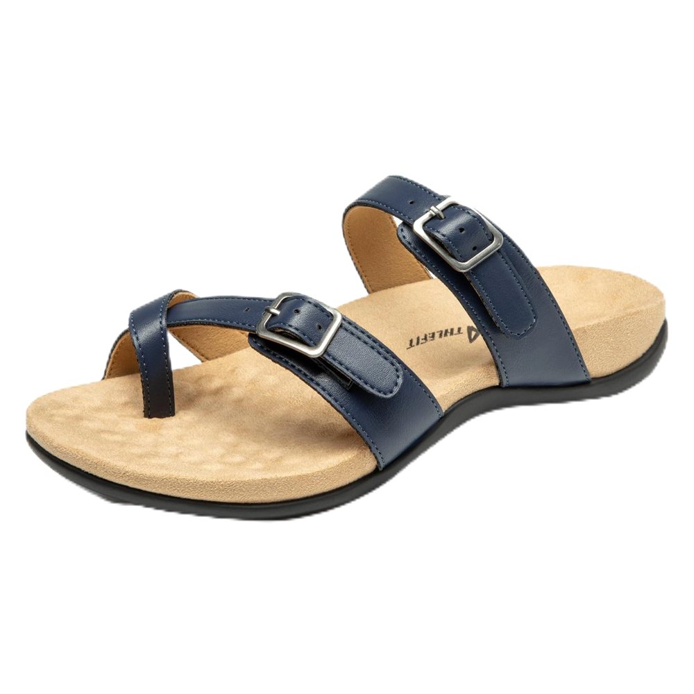 Athlefit Arch Support Buckle Toe Loop Sandal in Navy