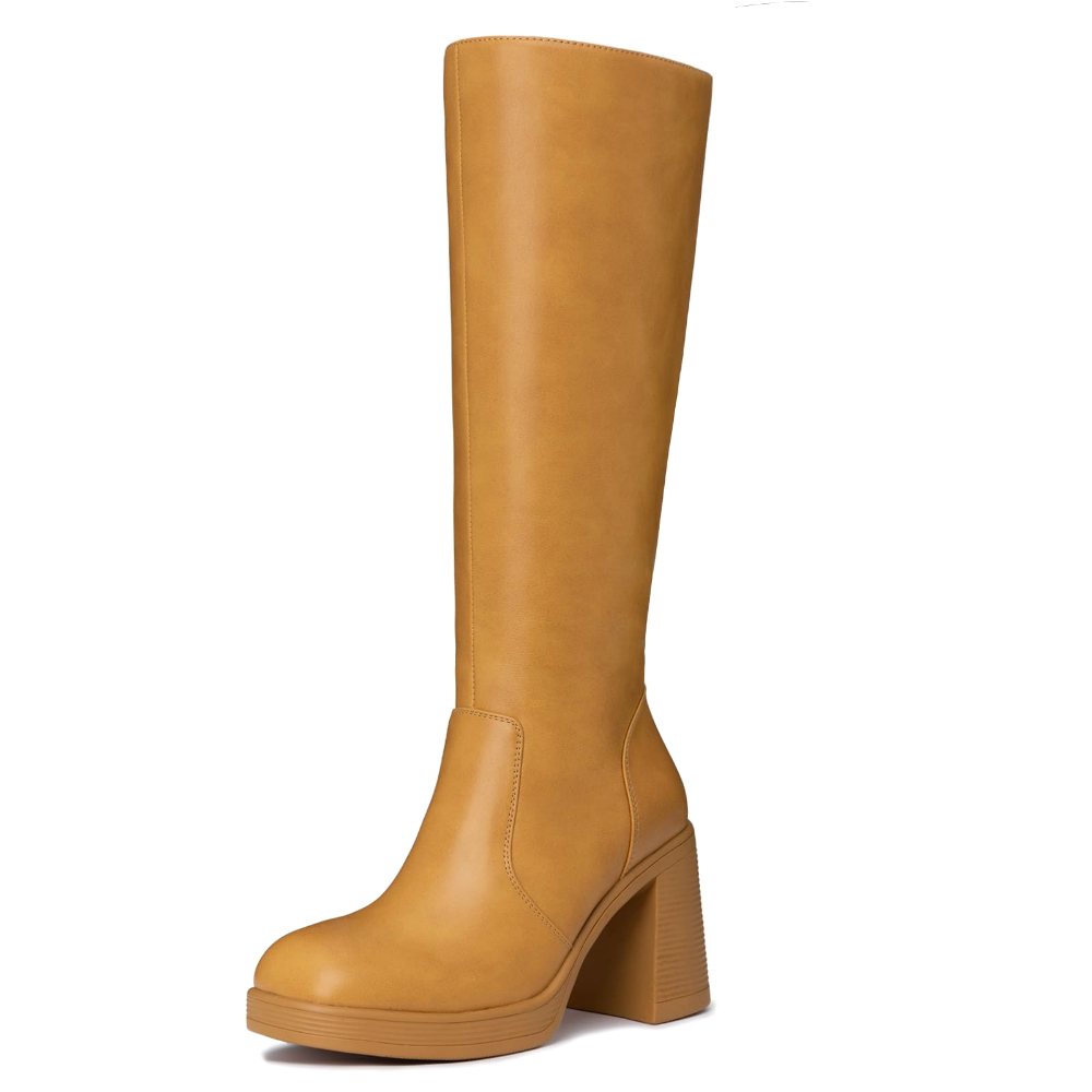 Athlefit Wide Calf Platform Knee-High Boot in Yellow