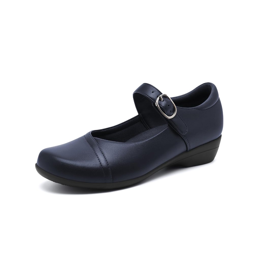Athlefit Round Toe Mary Jane Flat in Blue