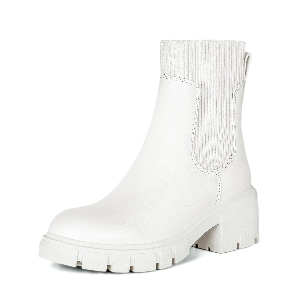Athlefit Chunky Platform Chelsea Boot in Cream