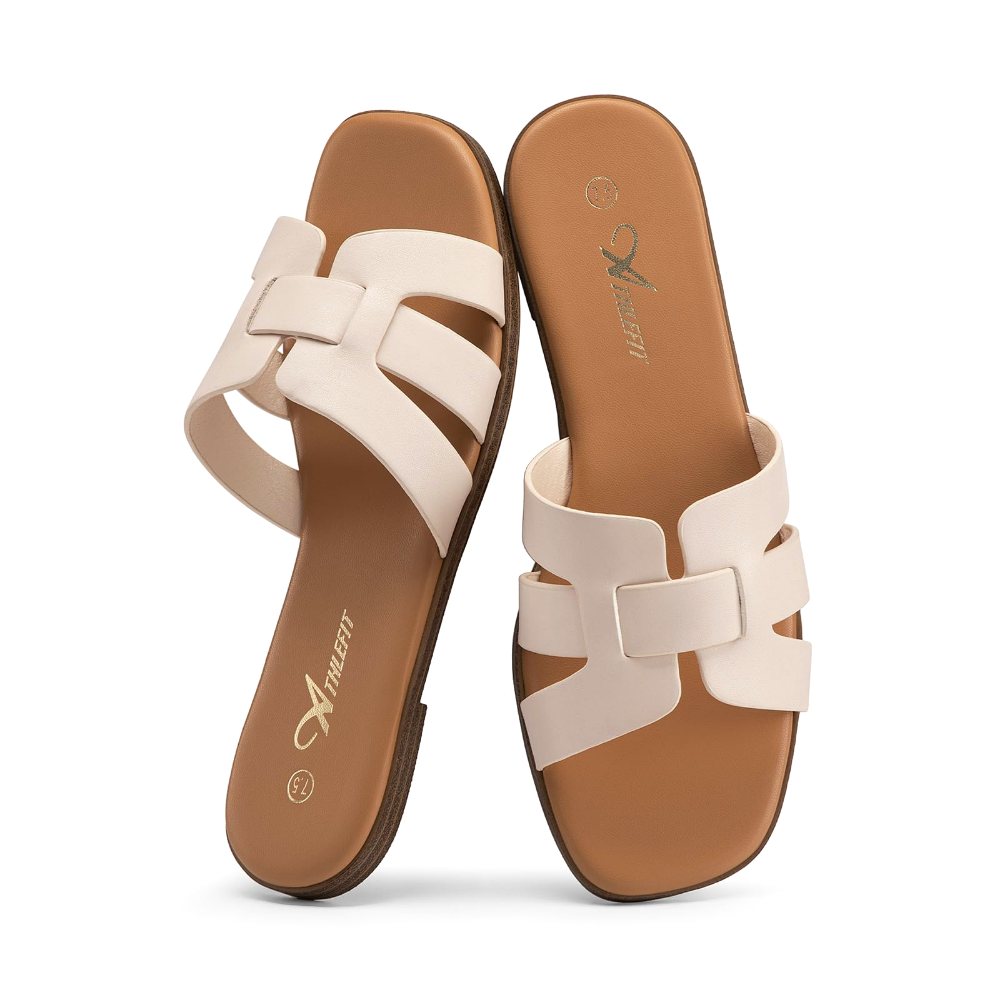 Athlefit Woven Band Flat Slide in Nude