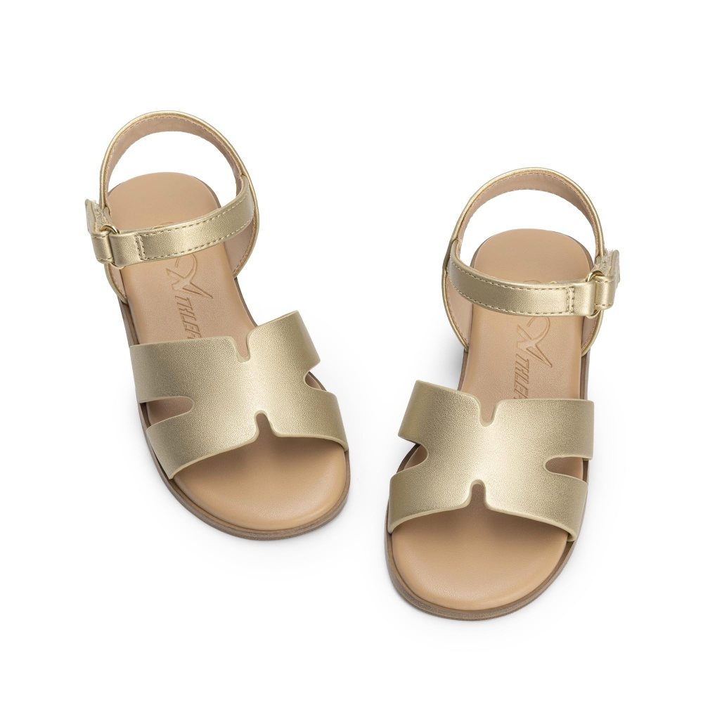 Athlefit Girls' Strappy Flat Sandal in Gold