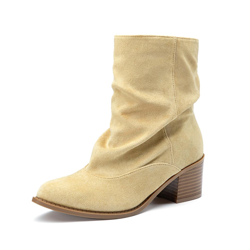 Athlefit Slouchy Block Heel Bootie in Yellow