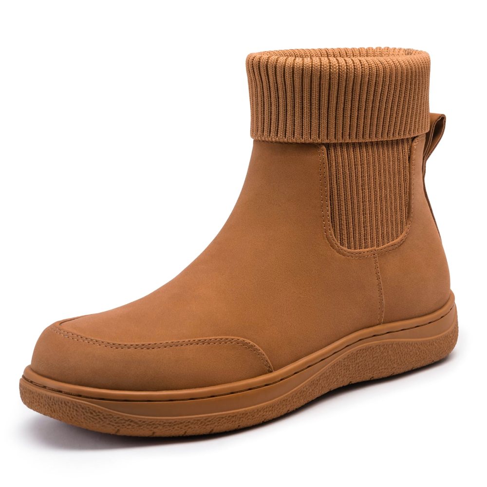 Athlefit Knit Collar Pull-On Bootie in Brown