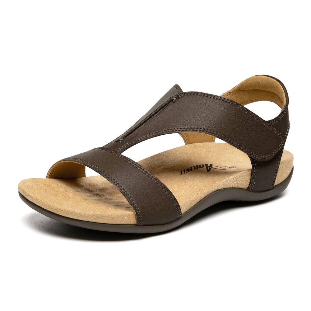 Athlefit Arch Support Back Strap Sandal in Brown