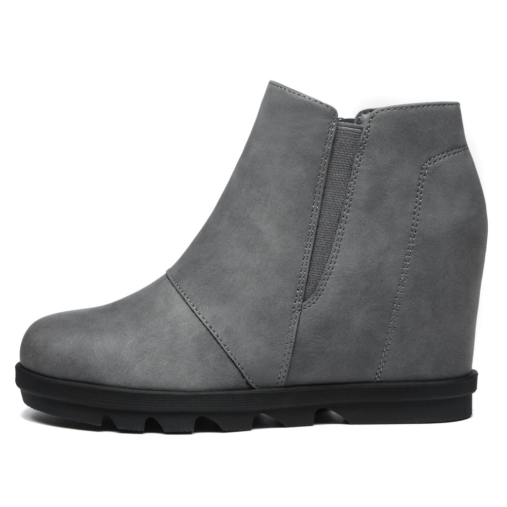Athlefit Hidden Heel Wedge Bootie in Grey