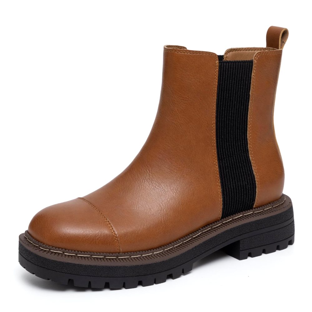 Athlefit Two-Tone Lug Sole Chelsea Boot in Brown
