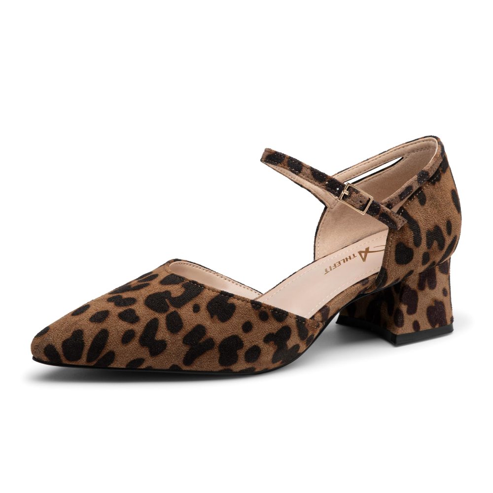 Athlefit Mary Jane Block Heel Pump in Leopard
