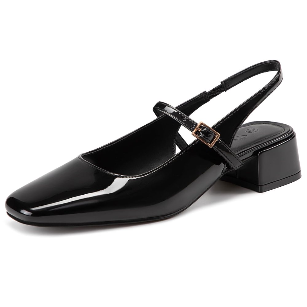 Athlefit Square Toe Mary Jane Pump in Black