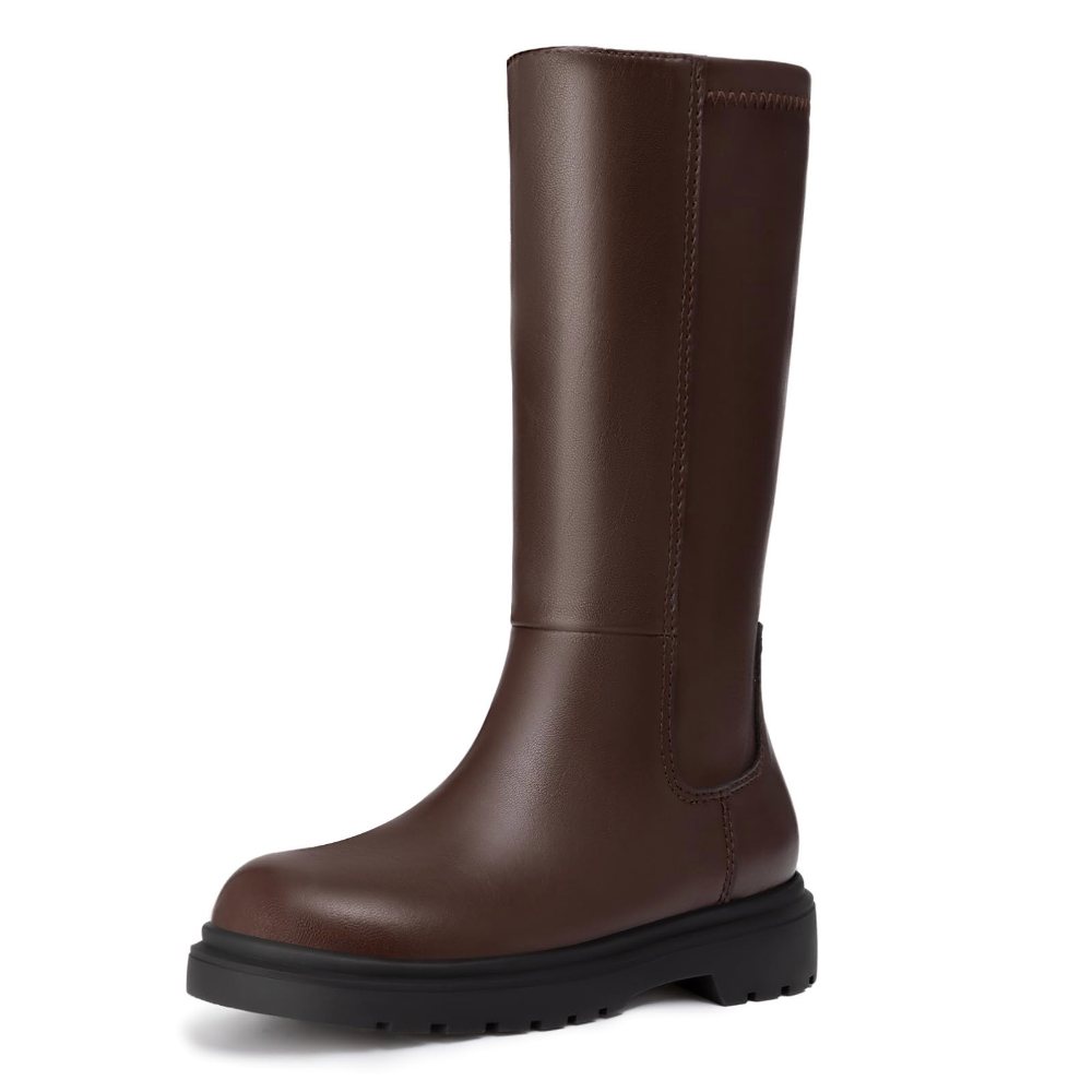 Athlefit Girls' Zip Riding Boot in Dark Brown