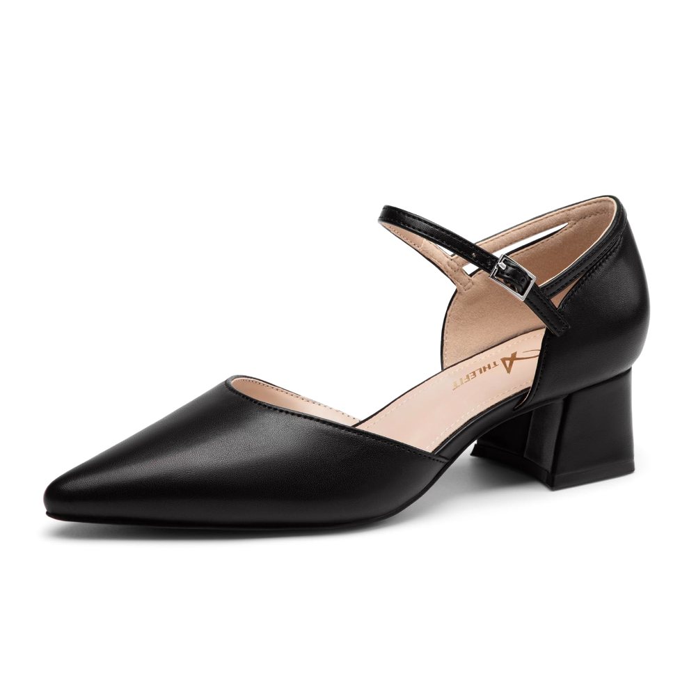 Athlefit Mary Jane Block Heel Pump in Black
