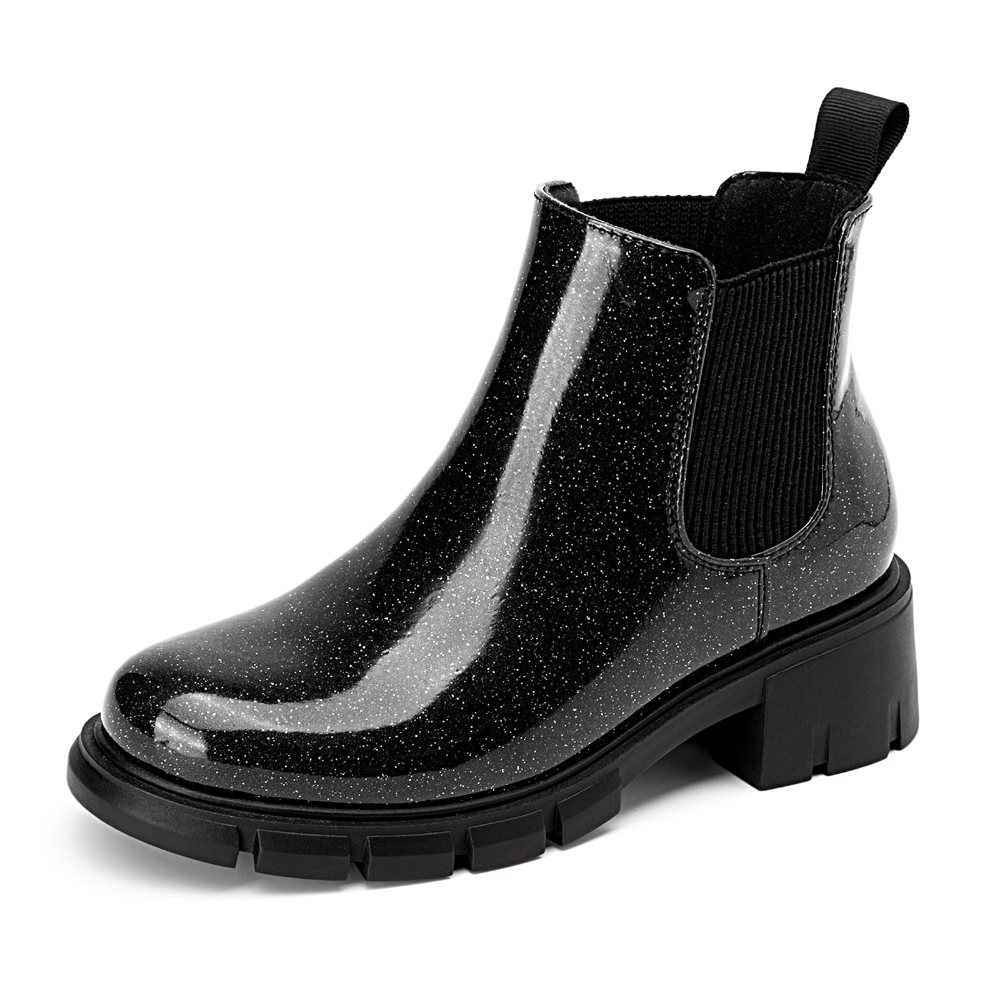 Athlefit Girls' Chunky Chelsea Boot in Black PU