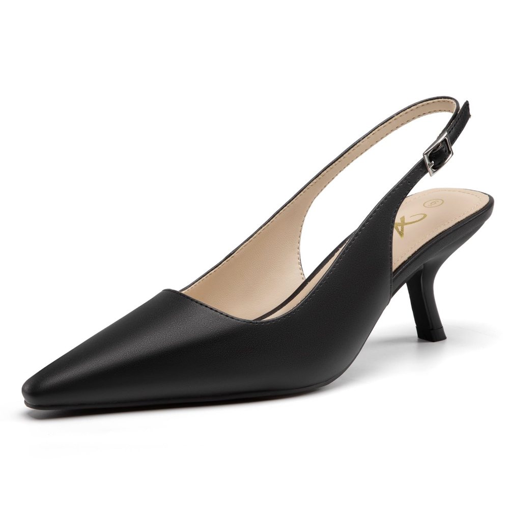 Athlefit Pointed Toe Slingback Heel in Black