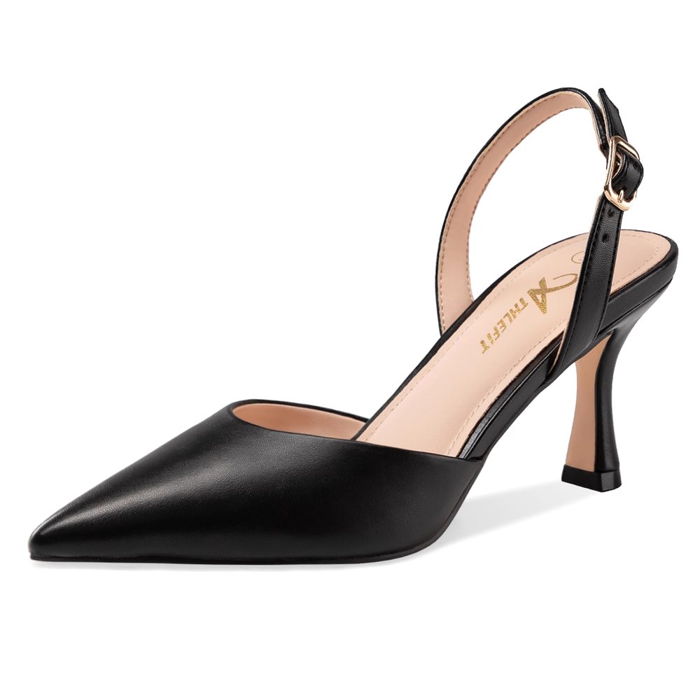Athlefit Flared Kitten Heel Slingback in Black