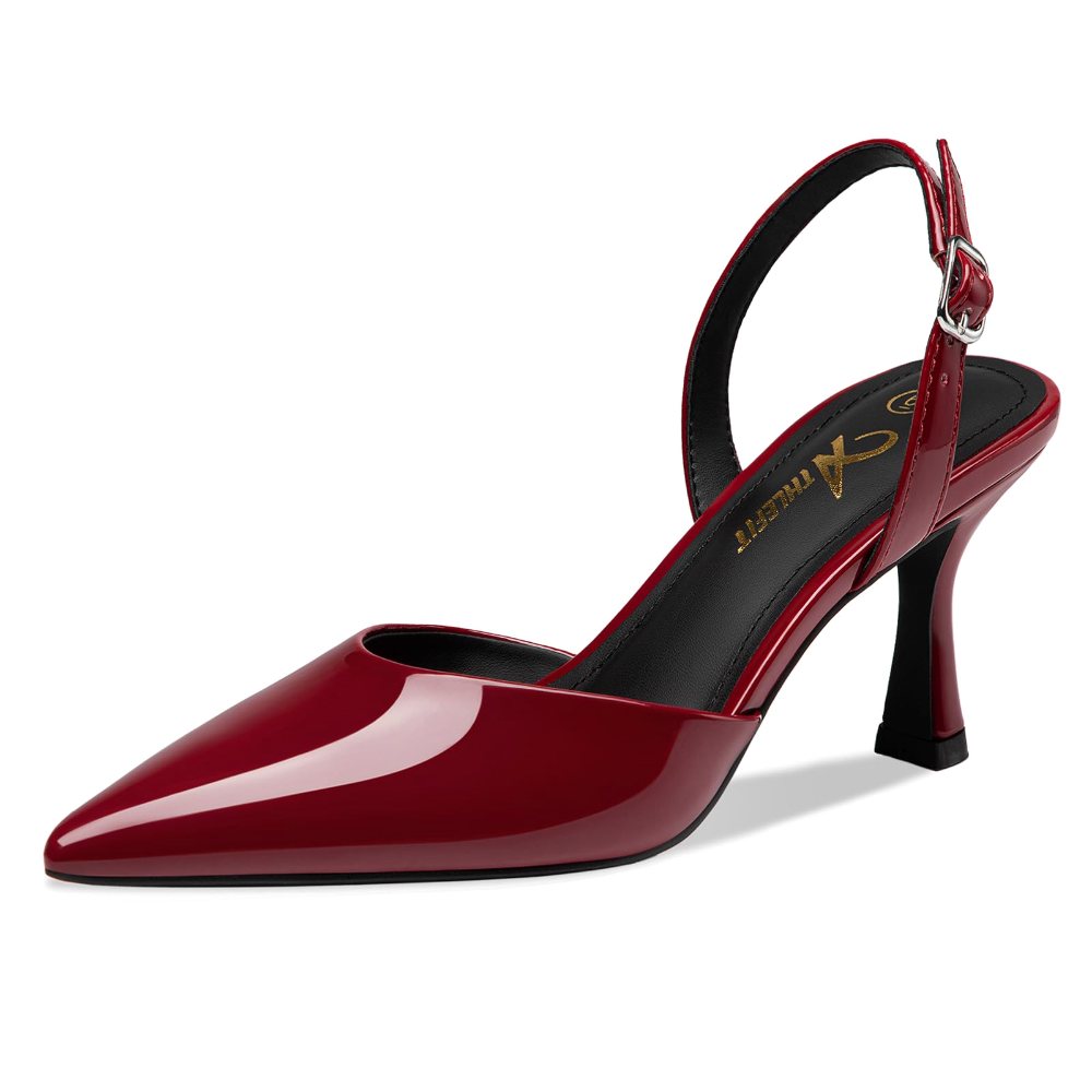 Athlefit Flared Kitten Heel Slingback in Burgundy