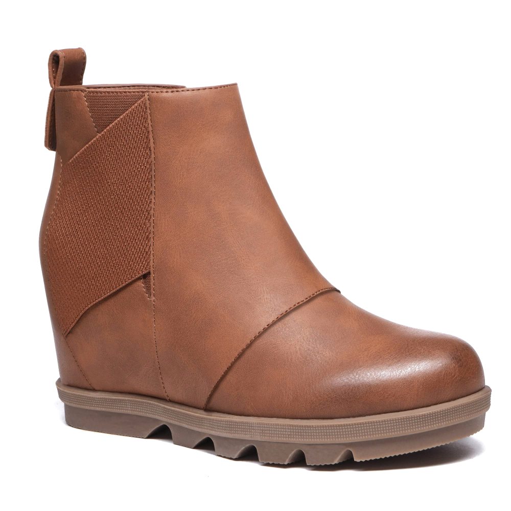 Athlefit Low Hidden Wedge Bootie in Brown