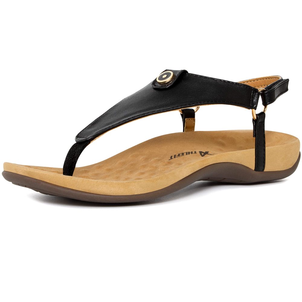 Athlefit Arch Support Thong Sandal in Black