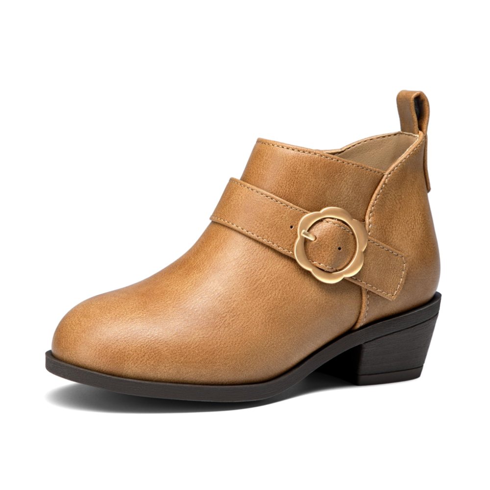 Athlefit Girls' Buckle Ankle Boot in Tan