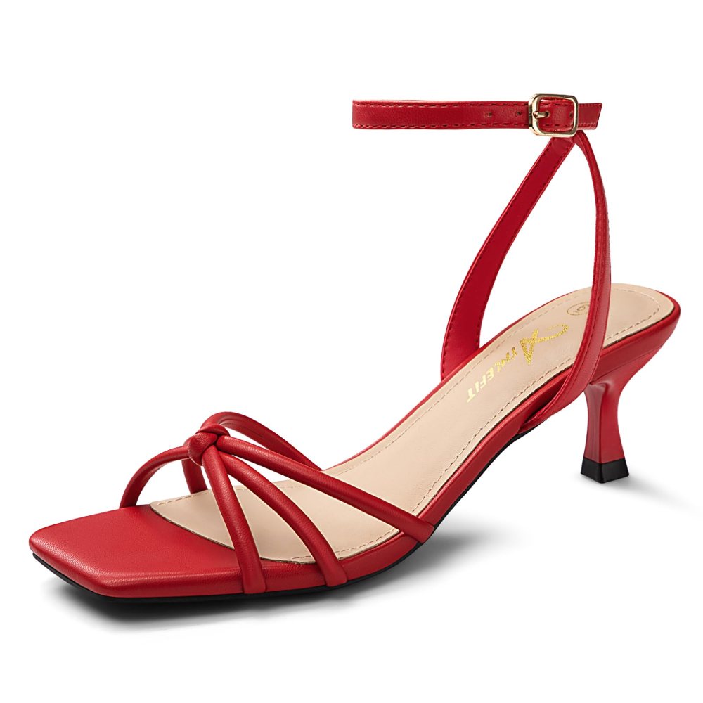 Athlefit Criss-Cross Ankle Strap Kitten Heel in Red