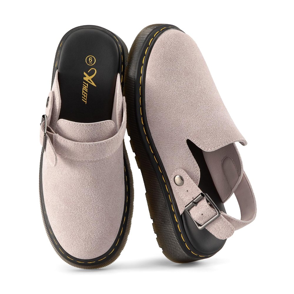 Athlefit Back Strap Suede Clog in Pink