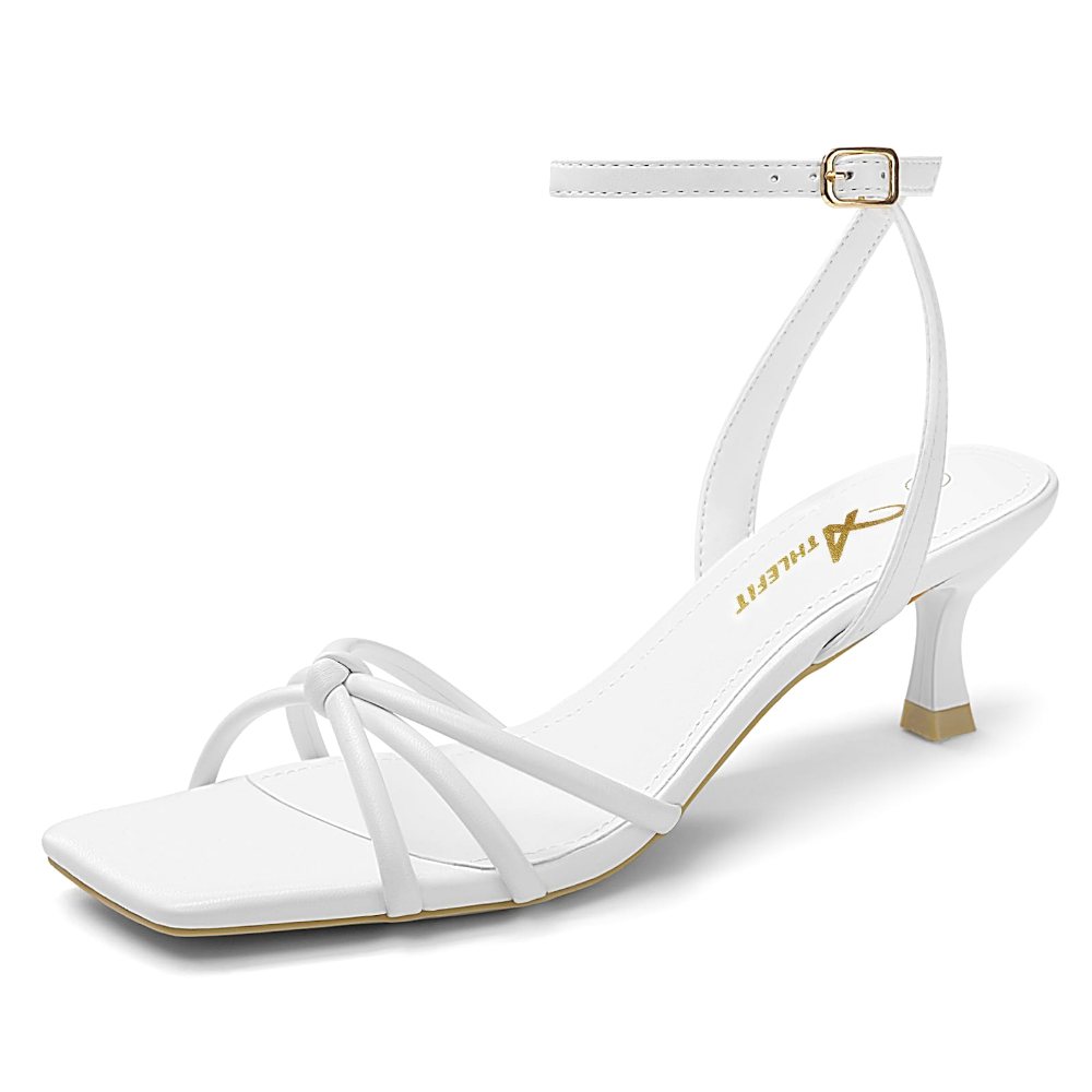 Athlefit Criss-Cross Ankle Strap Kitten Heel in White