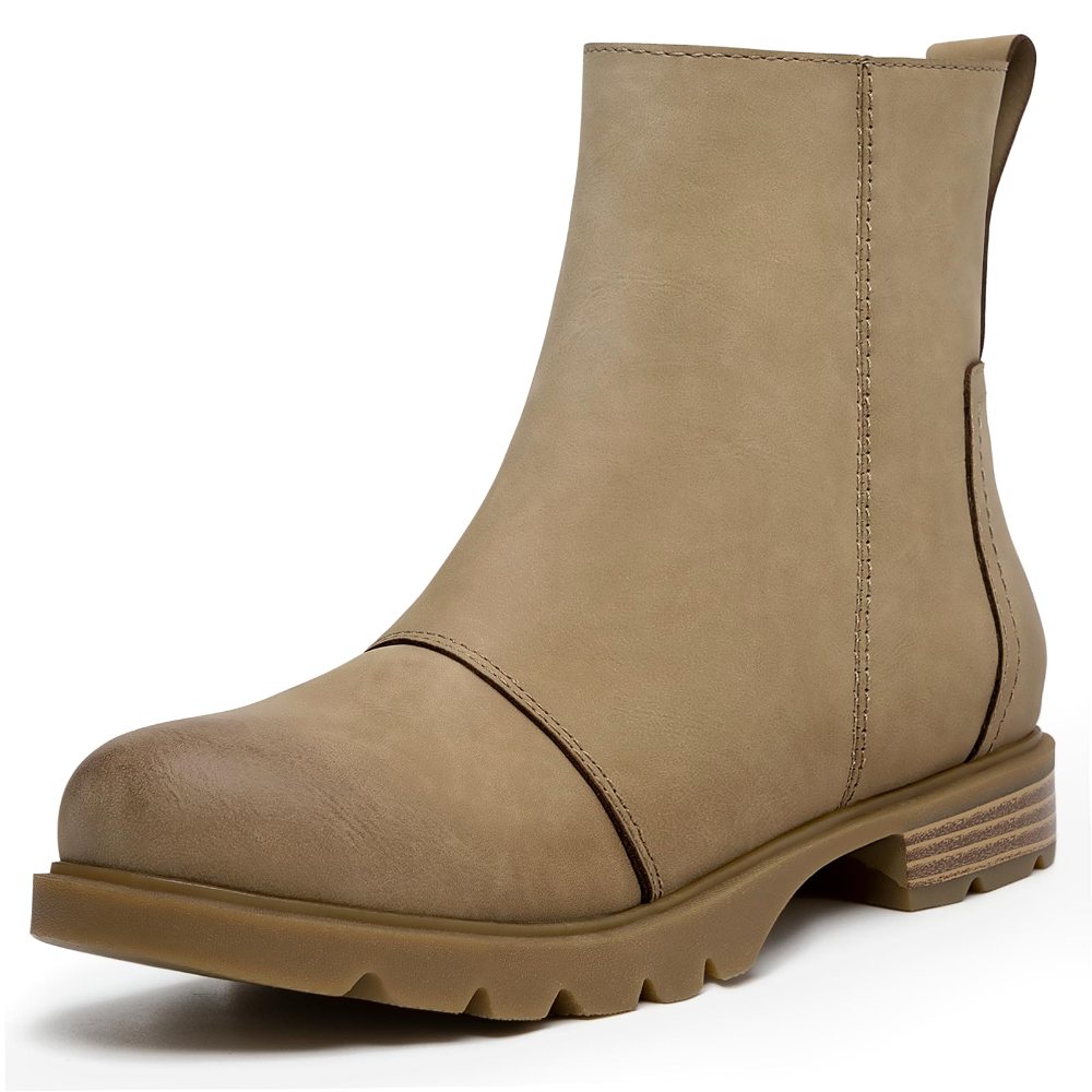 Athlefit Stretch Shaft Lug Sole Bootie in Khaki