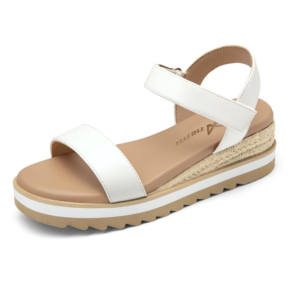 Athlefit Girls' Espadrille Platform Sandal in White
