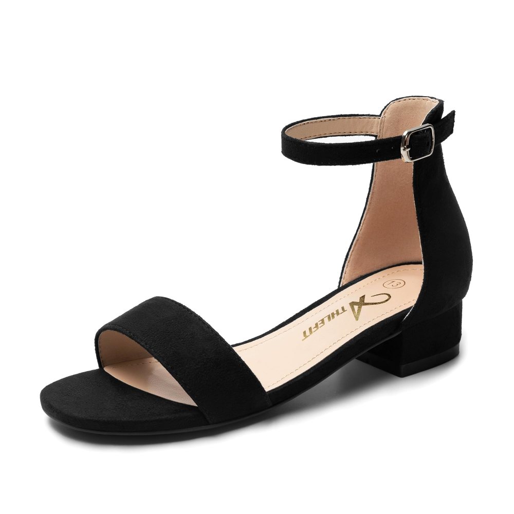 Athlefit Girls' Block Heel Dress Sandal in Black