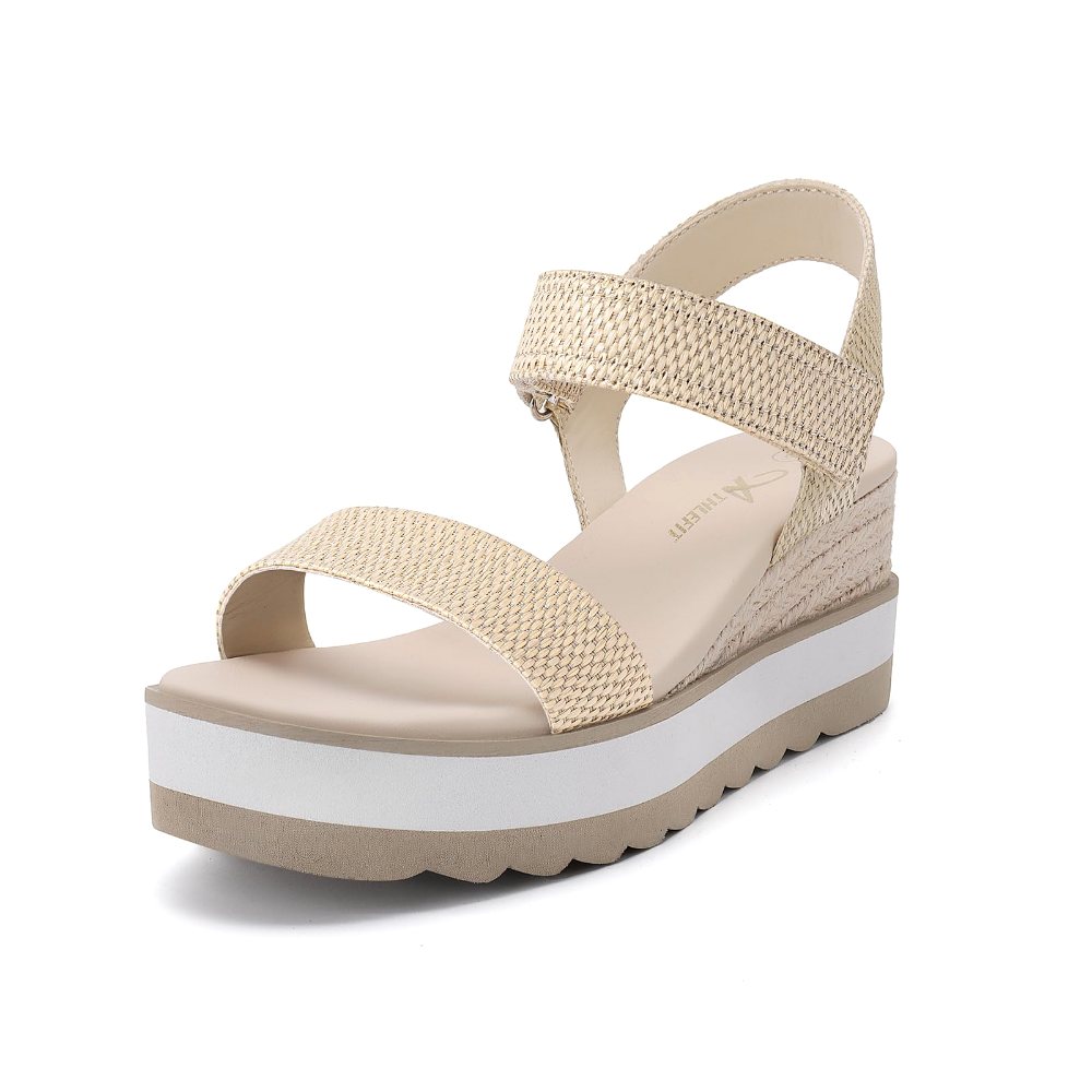 Athlefit Ankle Strap Espadrille Platform in Raffia