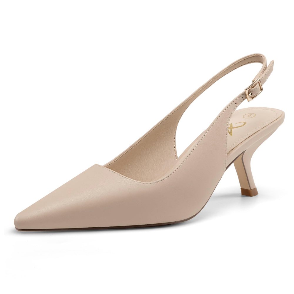 Athlefit Pointed Toe Slingback Heel in Nude