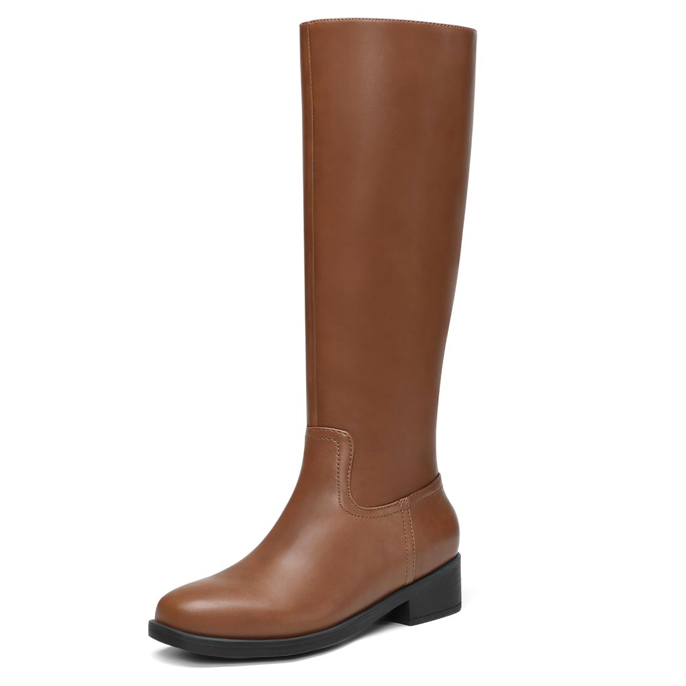 Athlefit Flat Suede Knee-High Boot in Brown