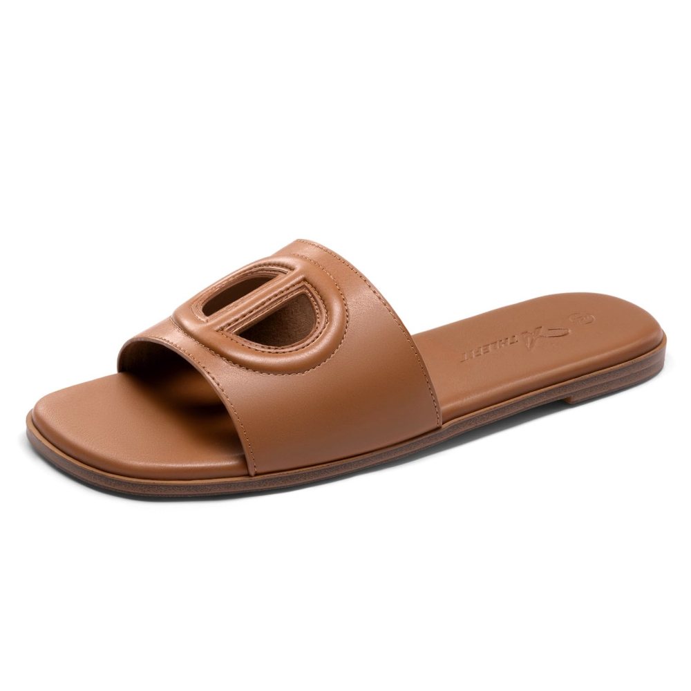 Athlefit Cutout Band Flat Slide in Tan