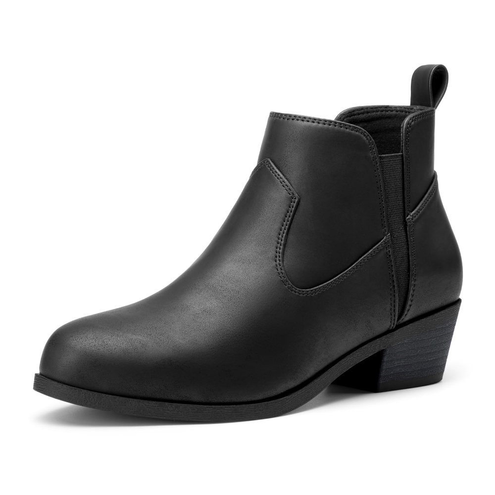 Athlefit Western Stitch Pointed Toe Bootie in Black