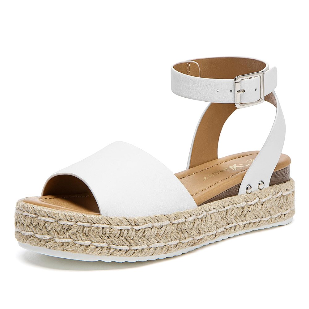 Athlefit Ankle Wrap Espadrille Platform in White
