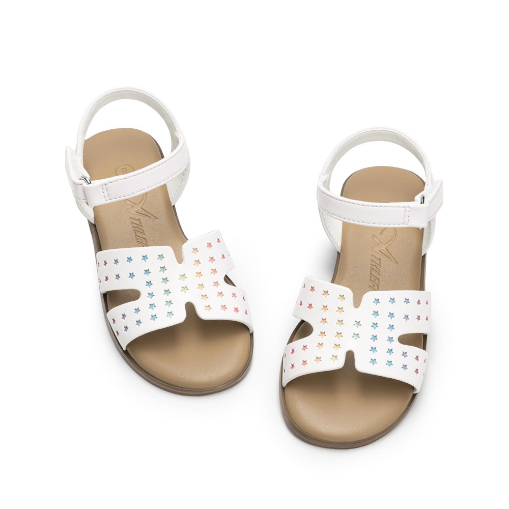 Athlefit Girls' Strappy Flat Sandal in White
