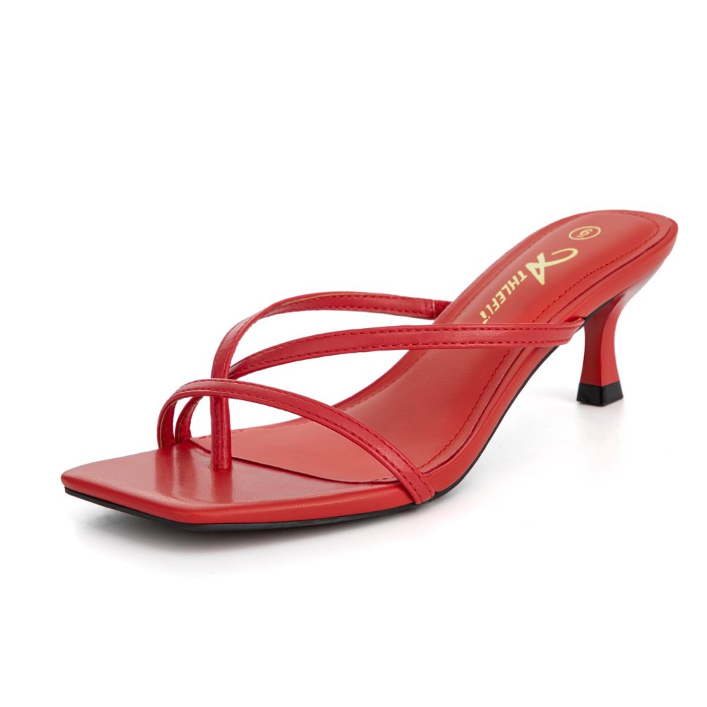 Athlefit Strappy Thong Kitten Heel in Red