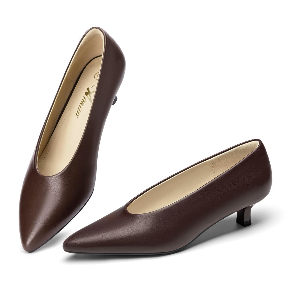 Athlefit Low Kitten Heel Pump in Burgundy