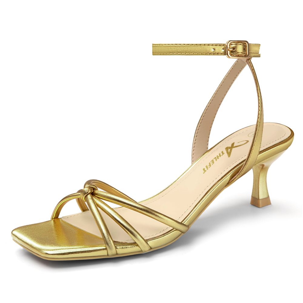 Athlefit Criss-Cross Ankle Strap Kitten Heel in Gold