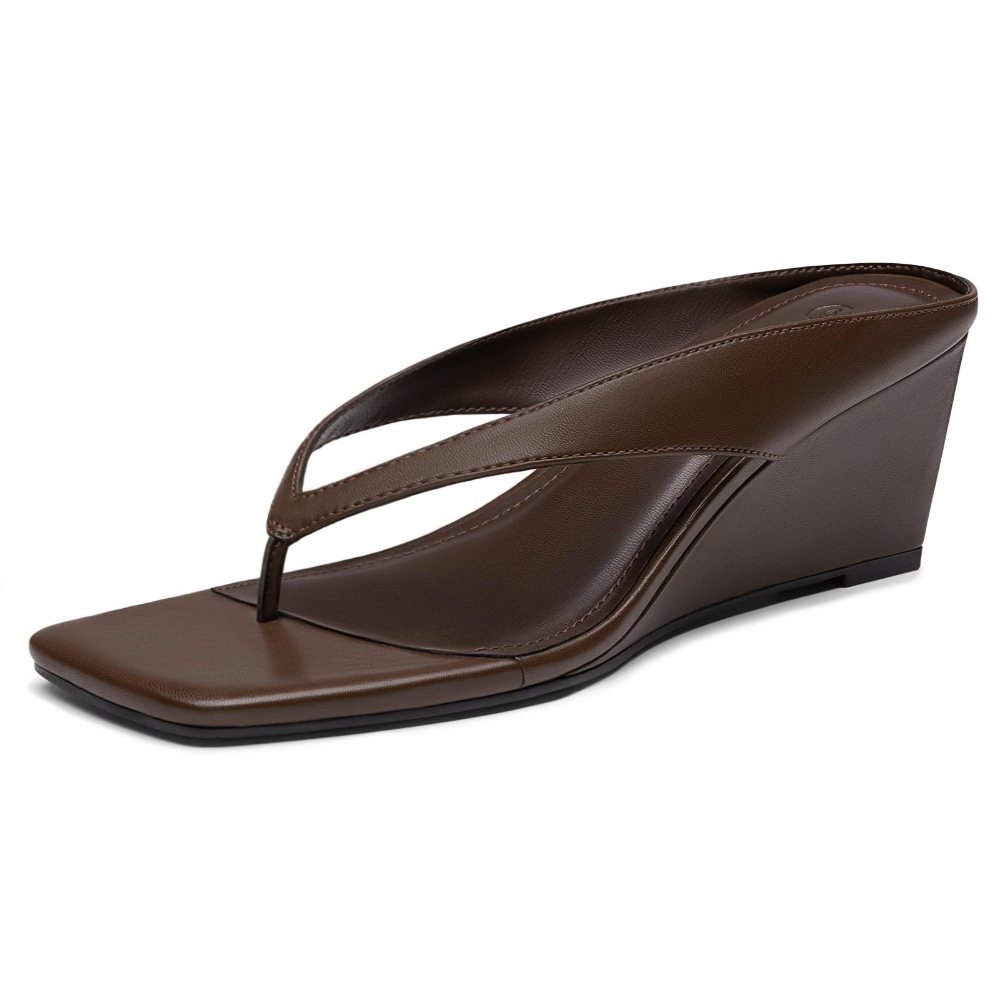 Athlefit Thong Wedge Flip-Flop in Brown