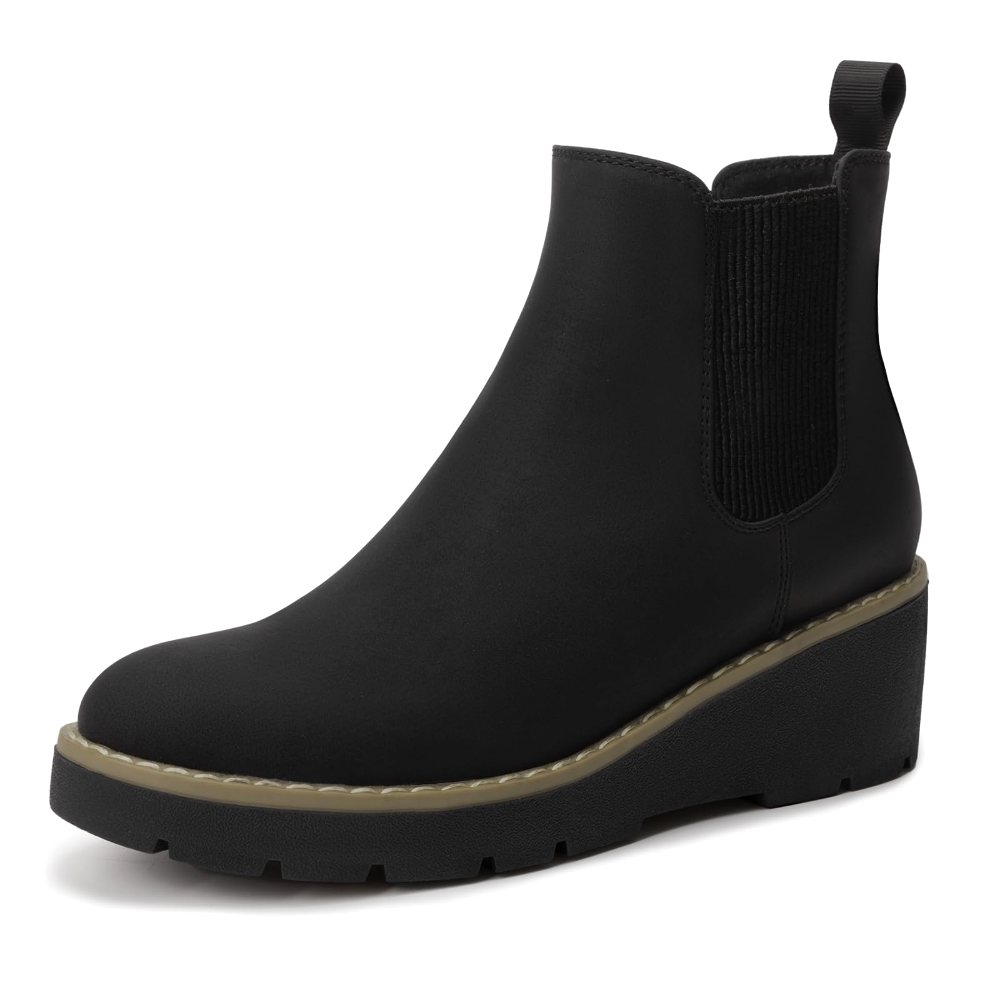 Athlefit Girls' Wedge Chelsea Boot in Black