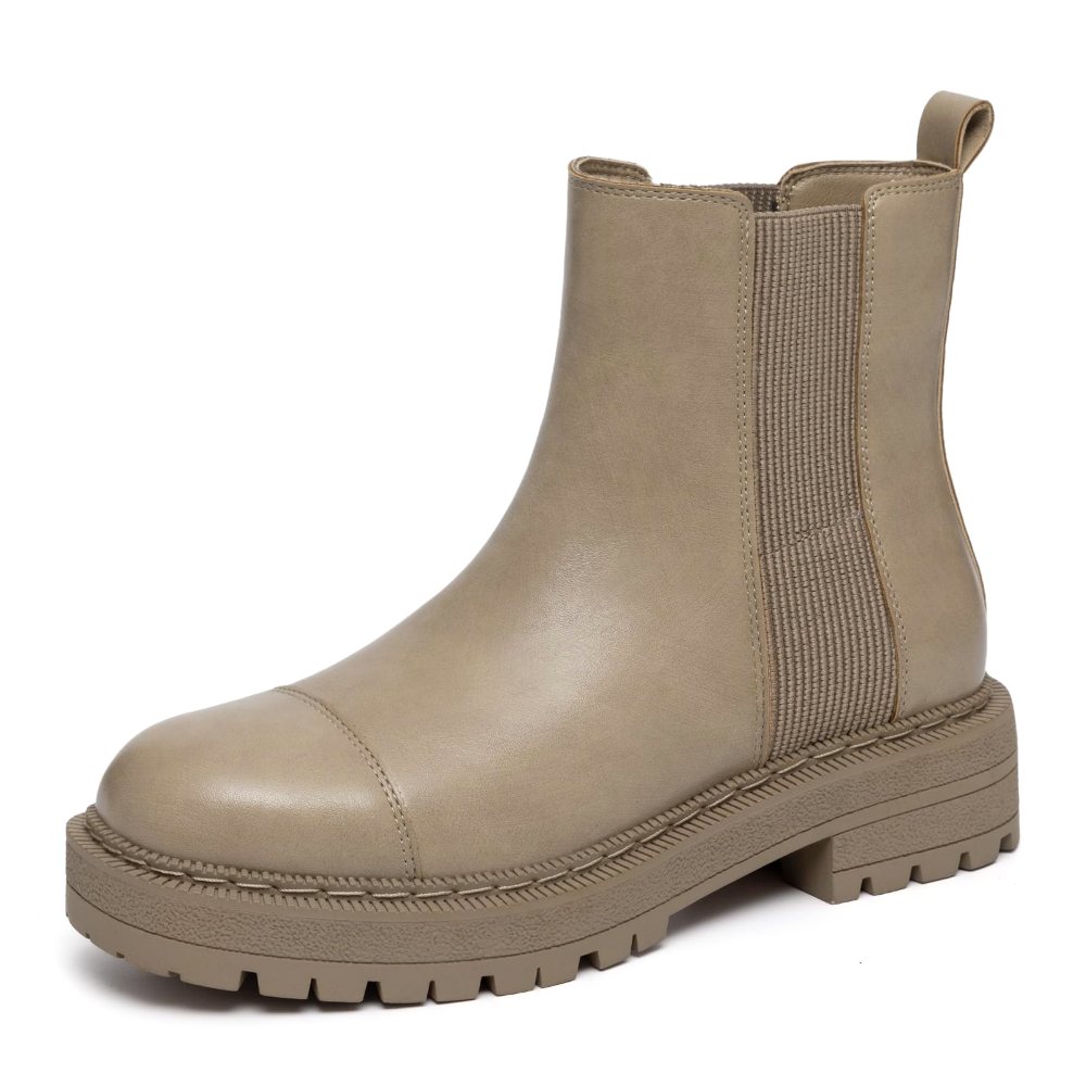 Athlefit Two-Tone Lug Sole Chelsea Boot in Light Khaki