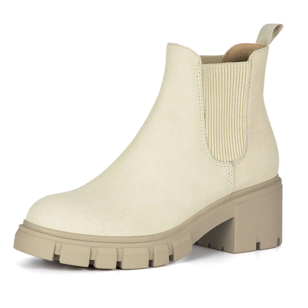 Athlefit Lug Sole Chelsea Boot in Beige
