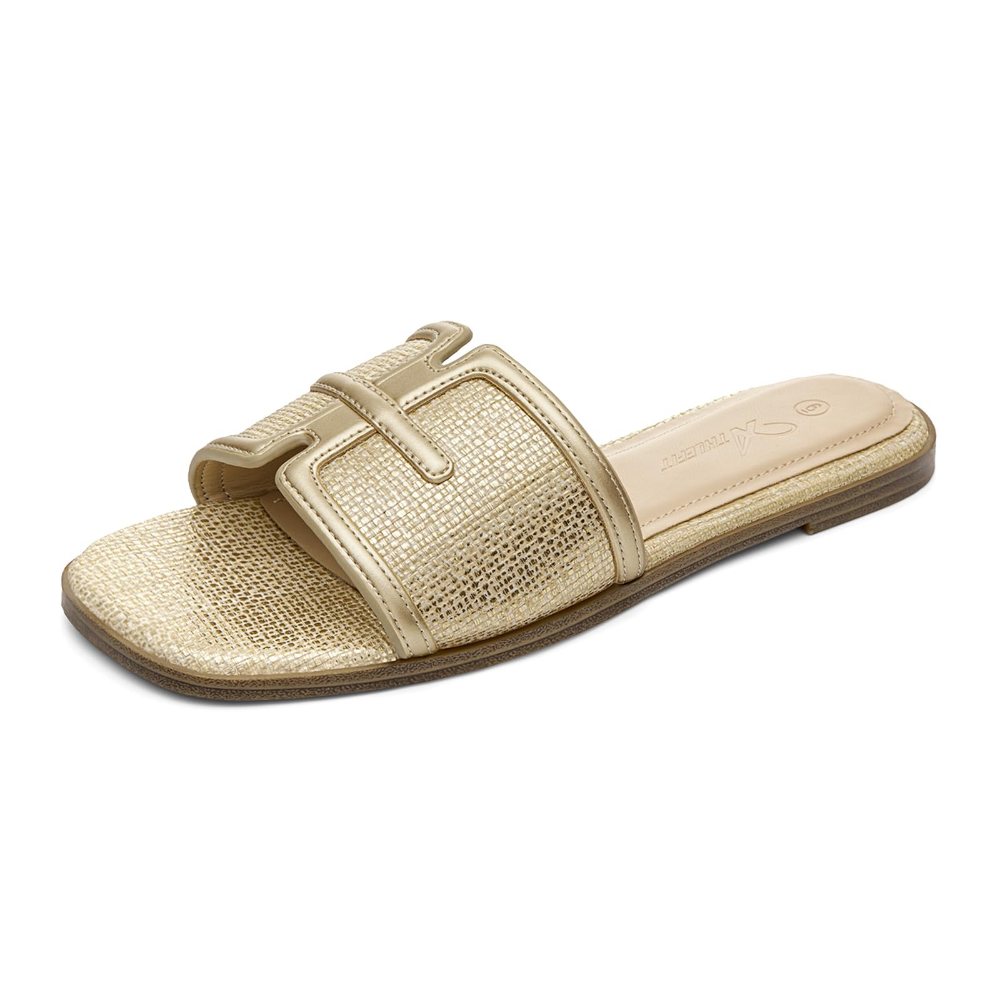 Athlefit Woven H-Band Slide in Gold Raffia