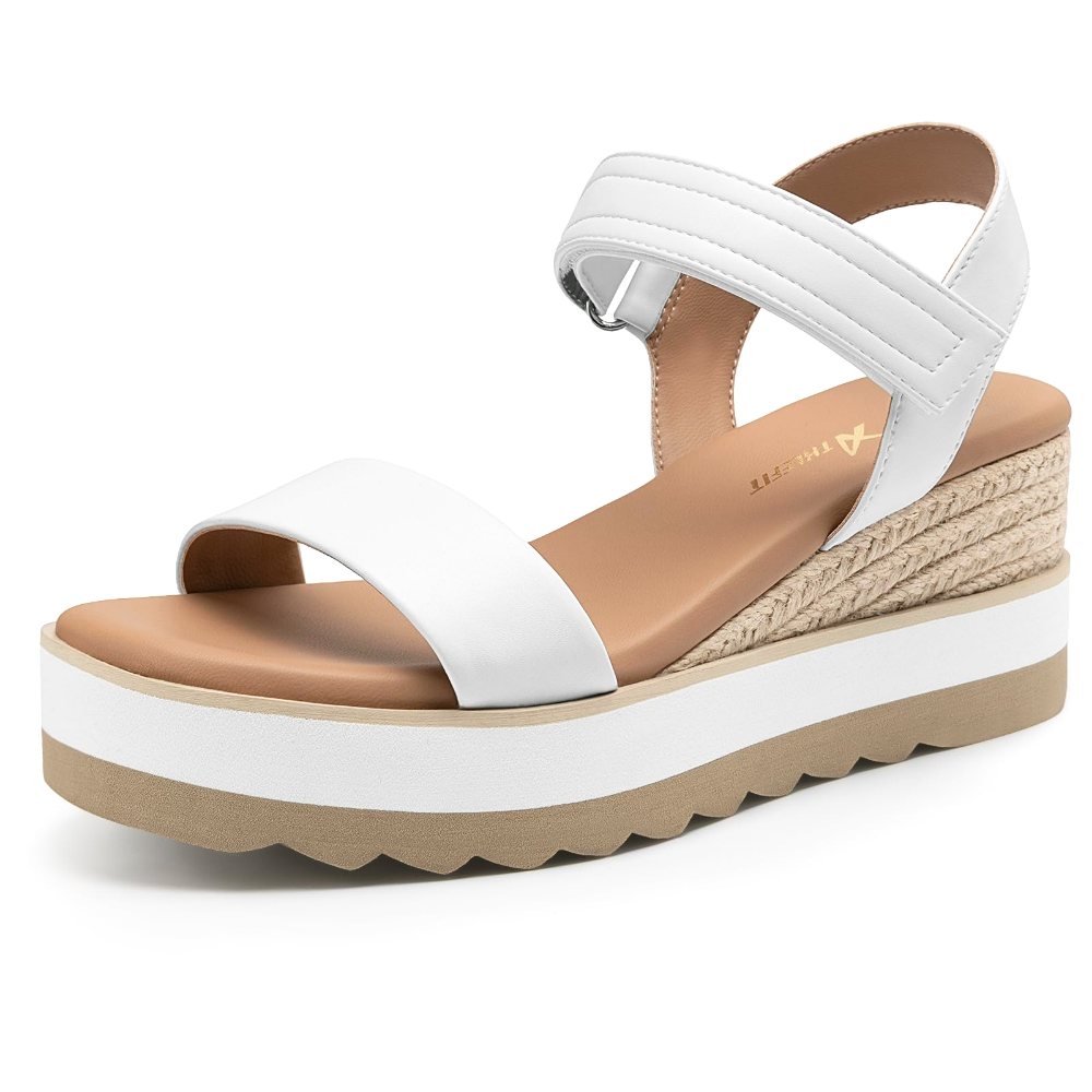 Athlefit Hook and Loop Espadrille Wedge in White