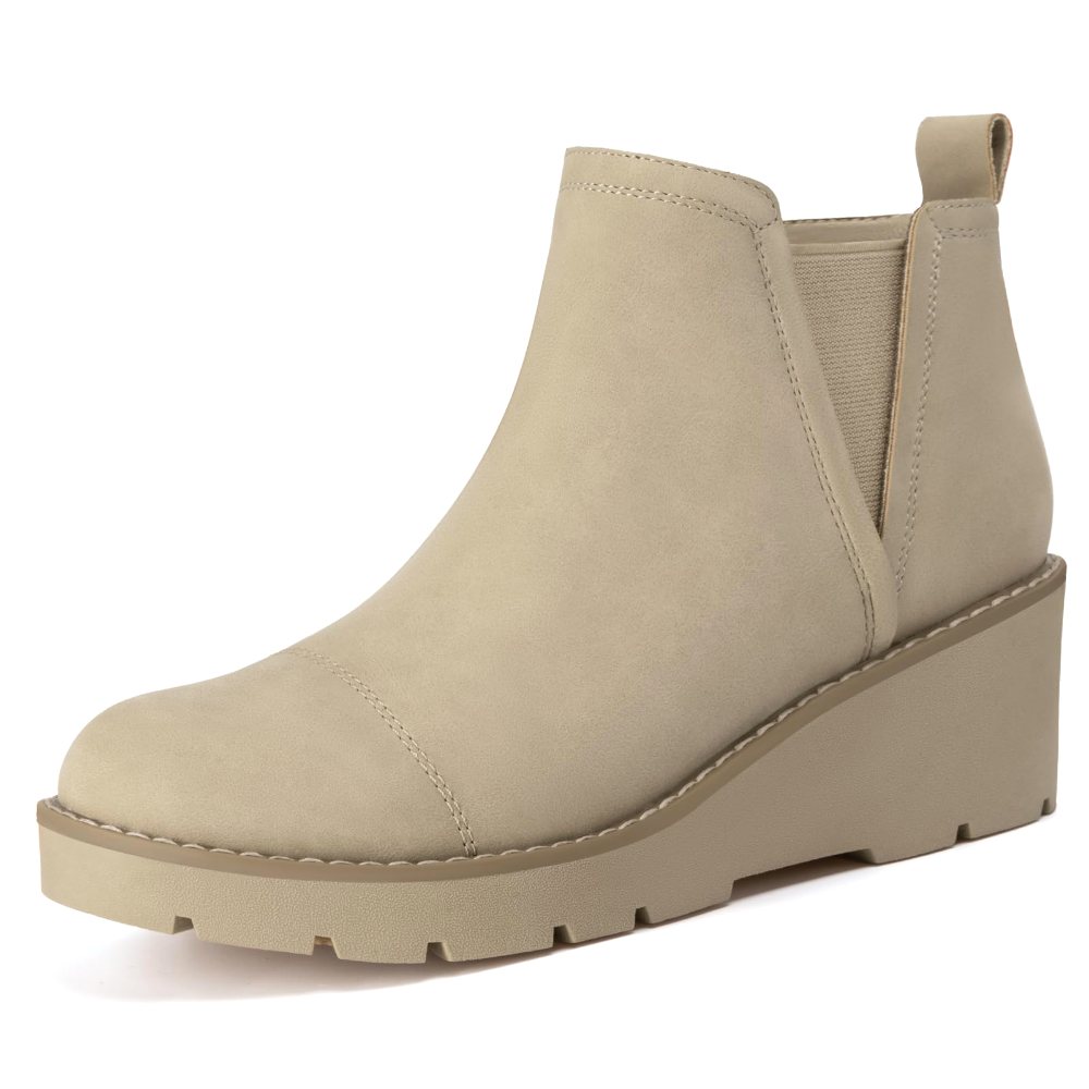 Athlefit Platform Wedge Chelsea Bootie in Khaki