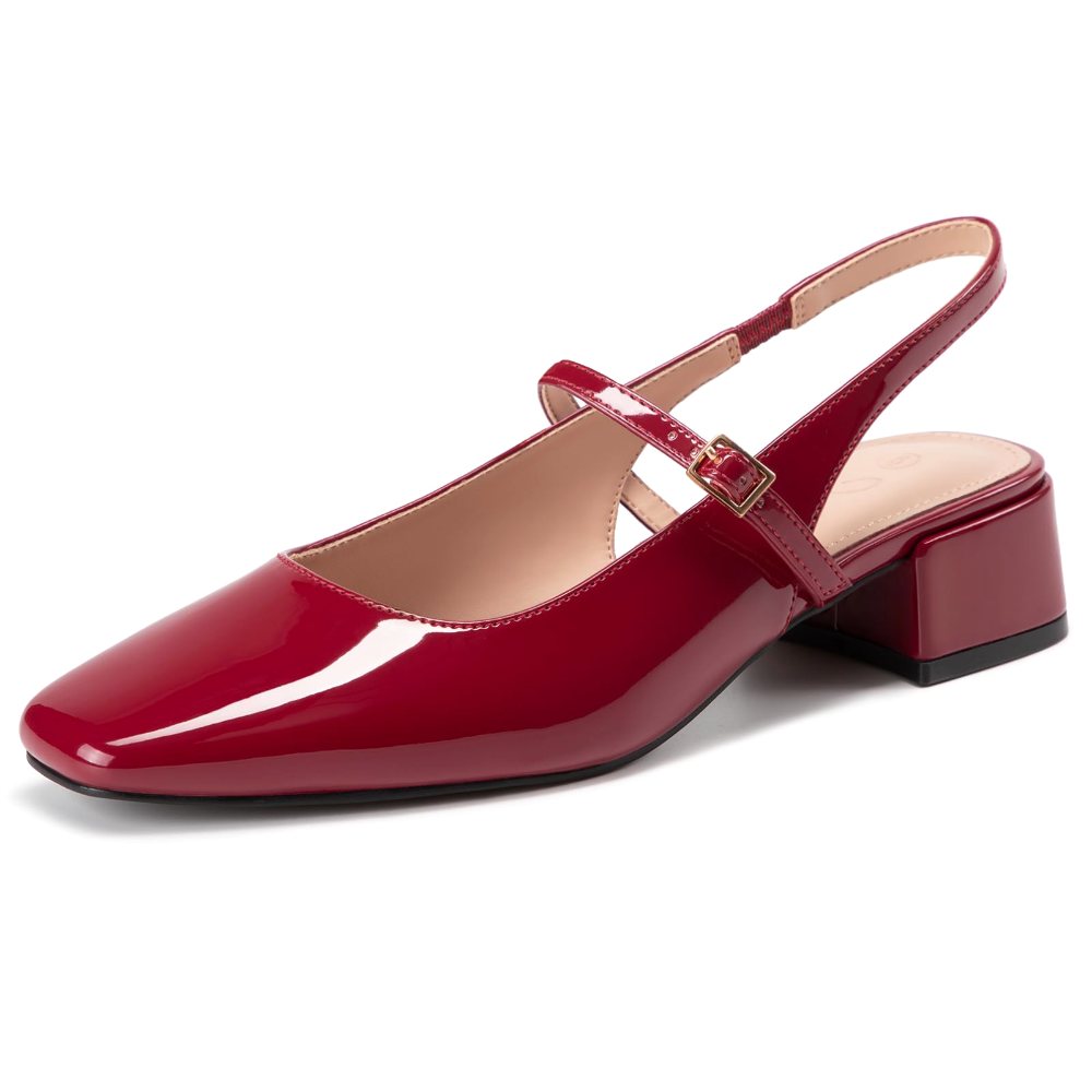 Athlefit Square Toe Mary Jane Pump in Red