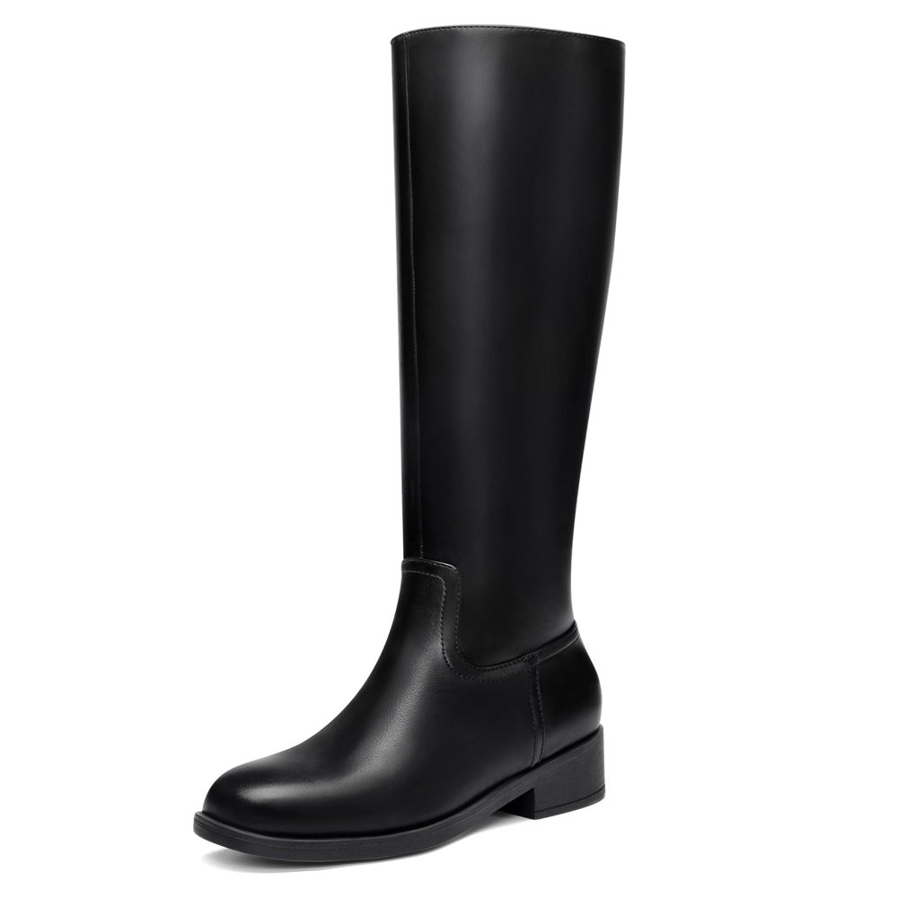 Athlefit Flat Suede Knee-High Boot in Black