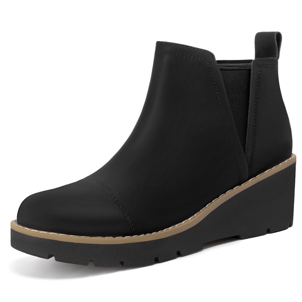 Athlefit Platform Wedge Chelsea Bootie in Black